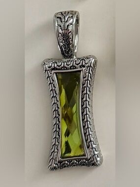 Lia Sophia Sterling Silver Olive Green Faceted Pendant for a necklace
